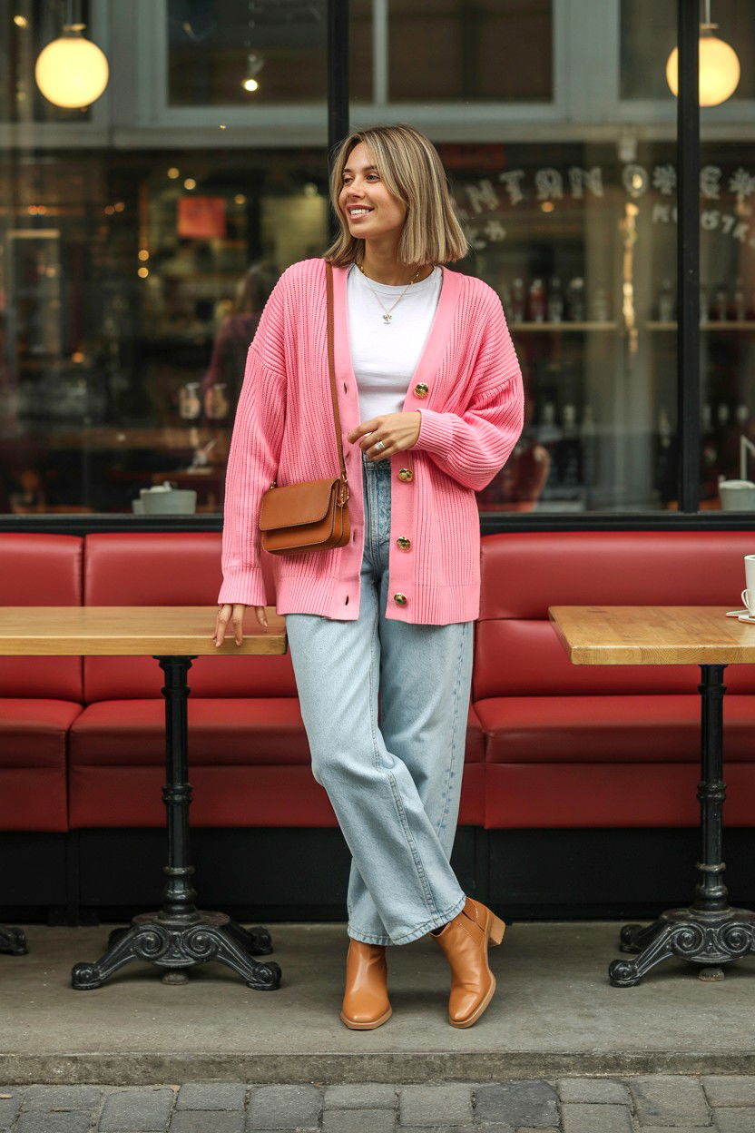 Pink Cardigan Outfit - 25 Casual Valentine's Day Outfits