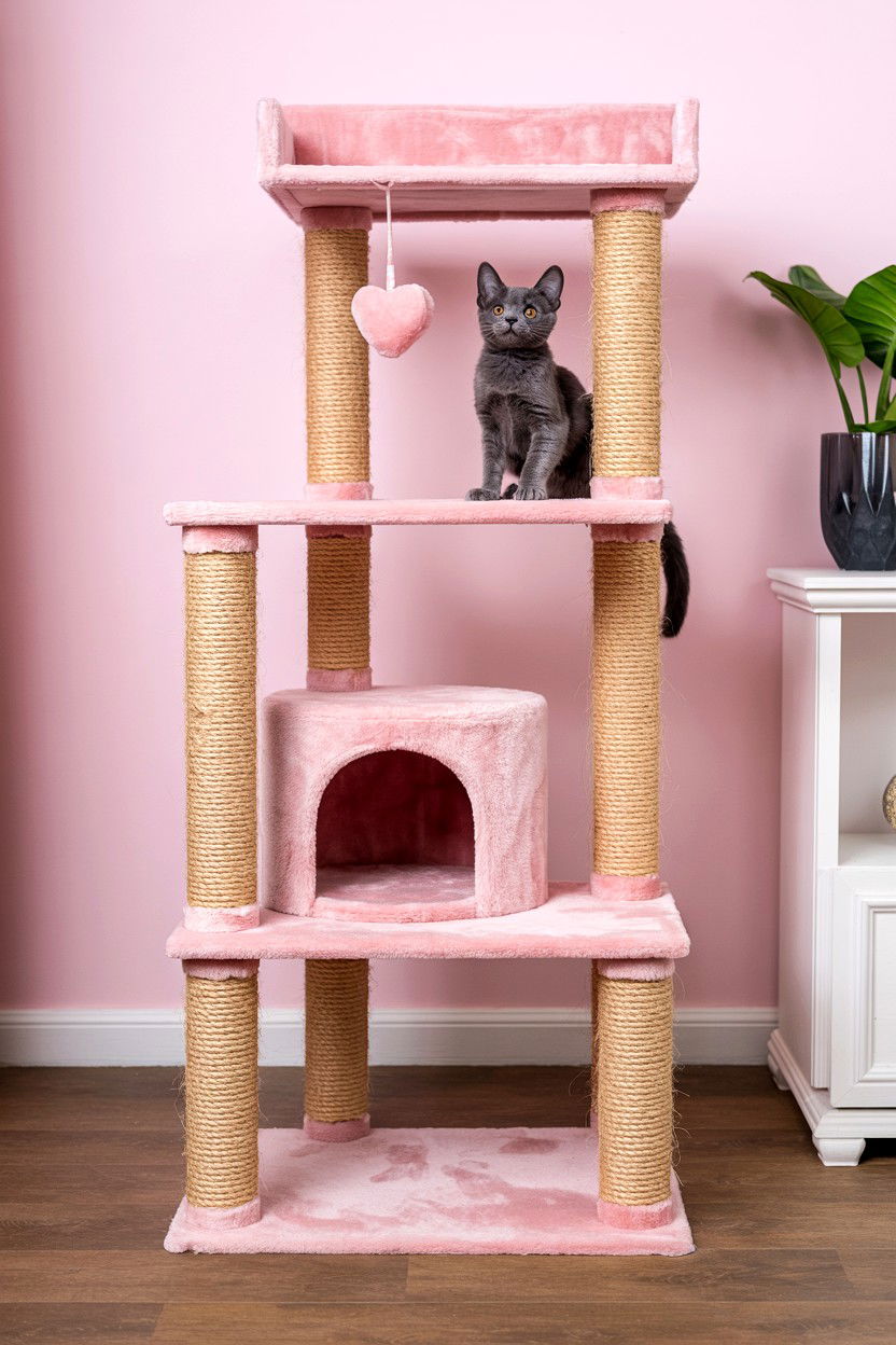 Pink Cat Tree - 25 Valentine's Day Ideas for Cats