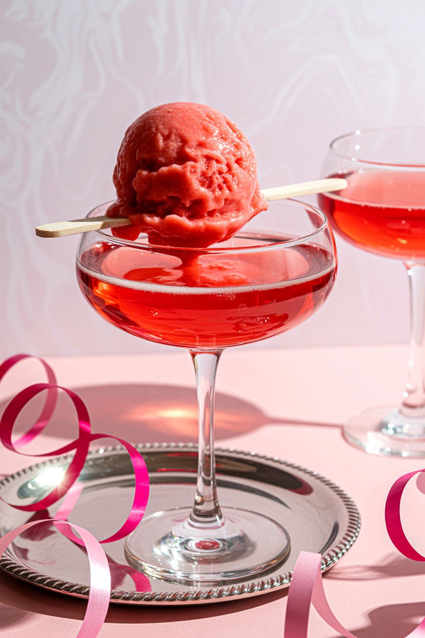 Pink Champagne Float - 25 Valentine's Day Pink Drink Ideas