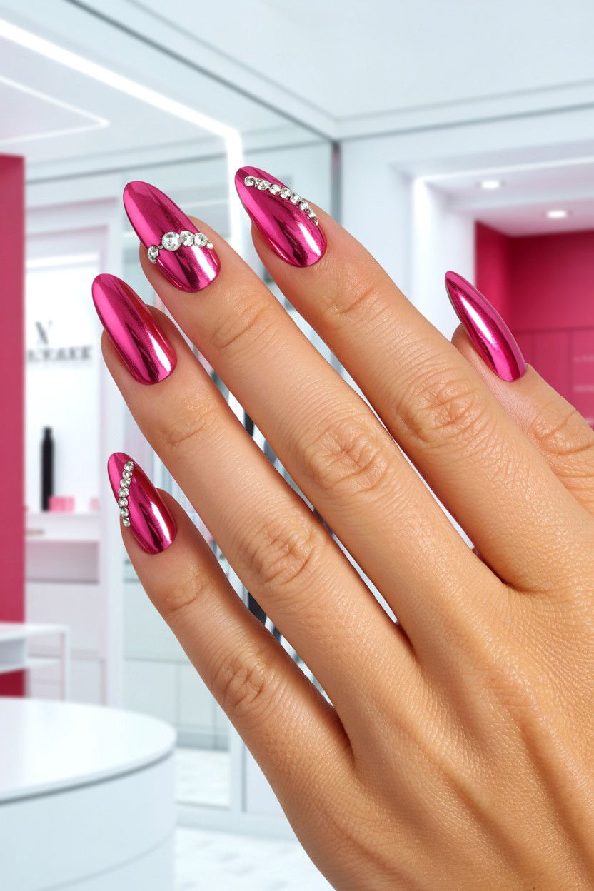 Pink Chrome - 25 Chrome Valentine's Day Nail Ideas