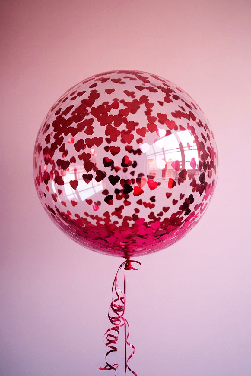 Pink Confetti Balloon - 25 Valentine's Day Pink Balloon Ideas
