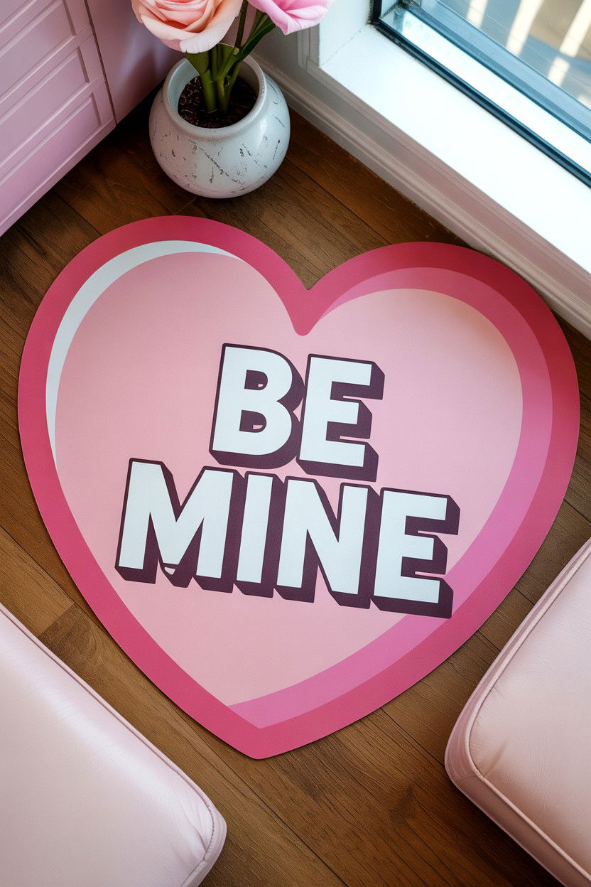 Pink Conversation Heart Mat - 25 Valentine's Day Doormat Ideas