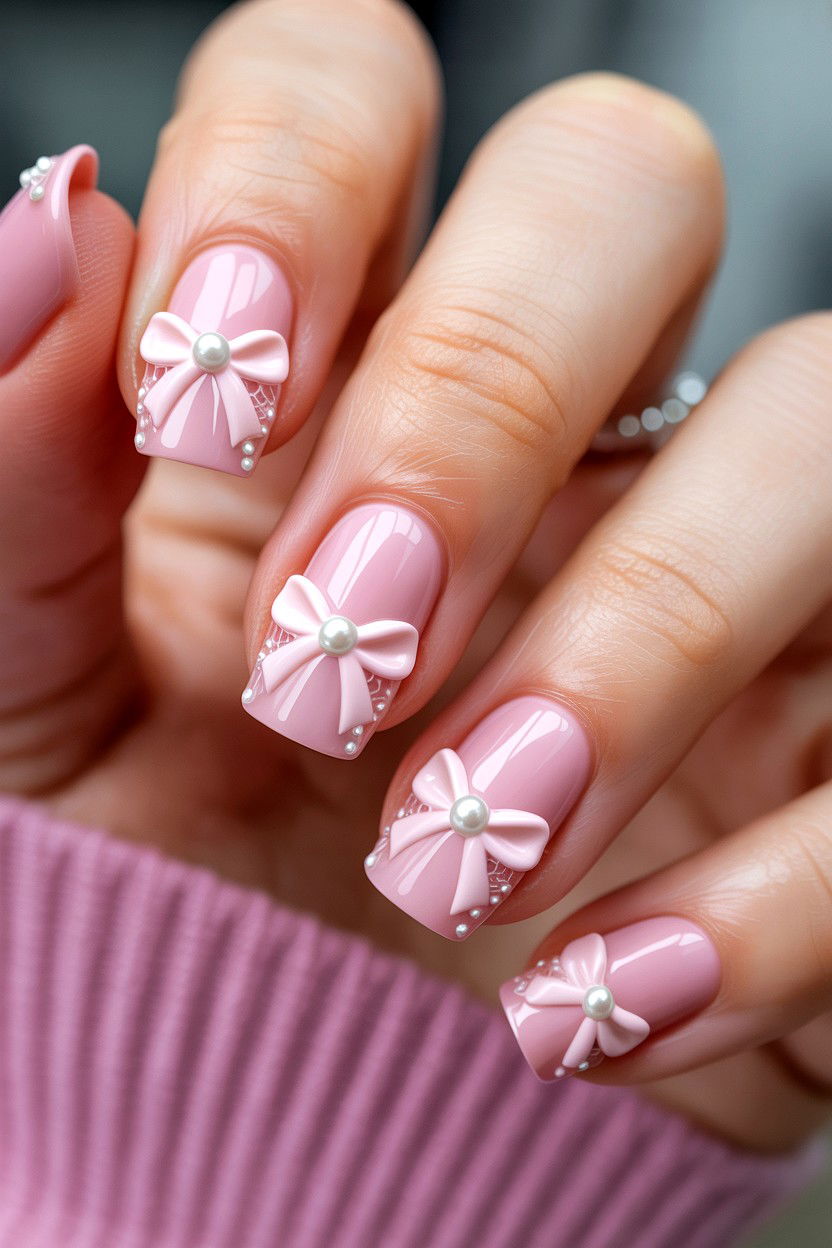 Pink Coquette Nails - 25 Pink Valentine's Day Nail Ideas
