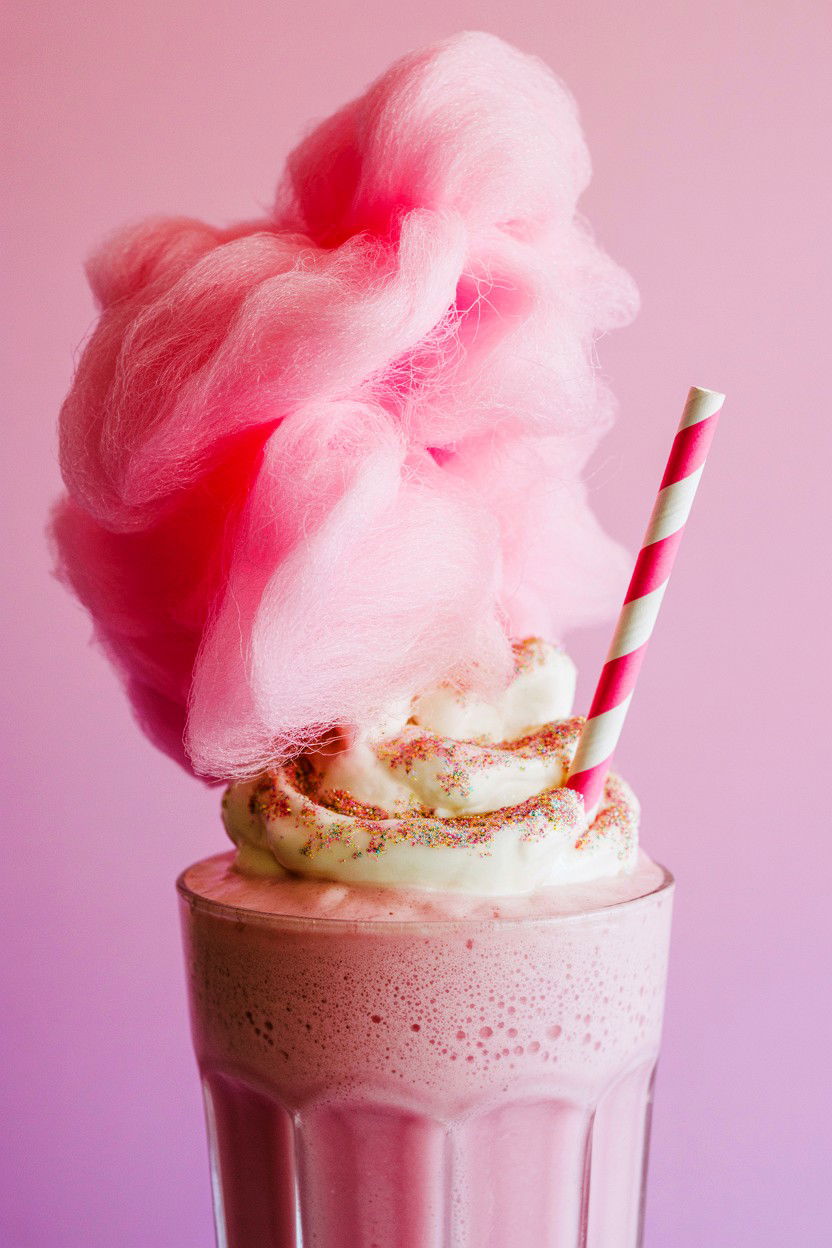 Pink Cotton Candy Milkshake - 25 Valentine's Day Milkshake Ideas