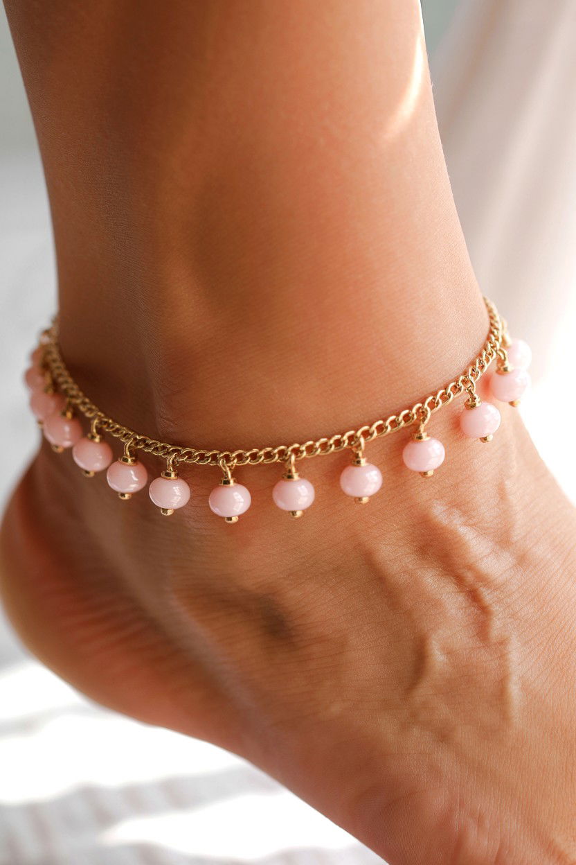 Pink Crystal Anklet - 25 Valentine's Day Anklet Ideas