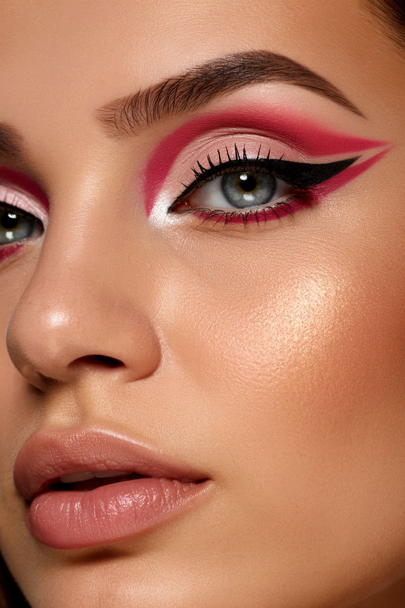 Pink Cut Crease Tutorial - 25 Valentine's Day Makeup Tutorials