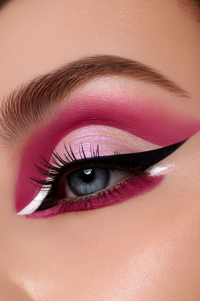 Pink Cut Crease - 25 Cut Crease Valentine's Day Makeup Ideas