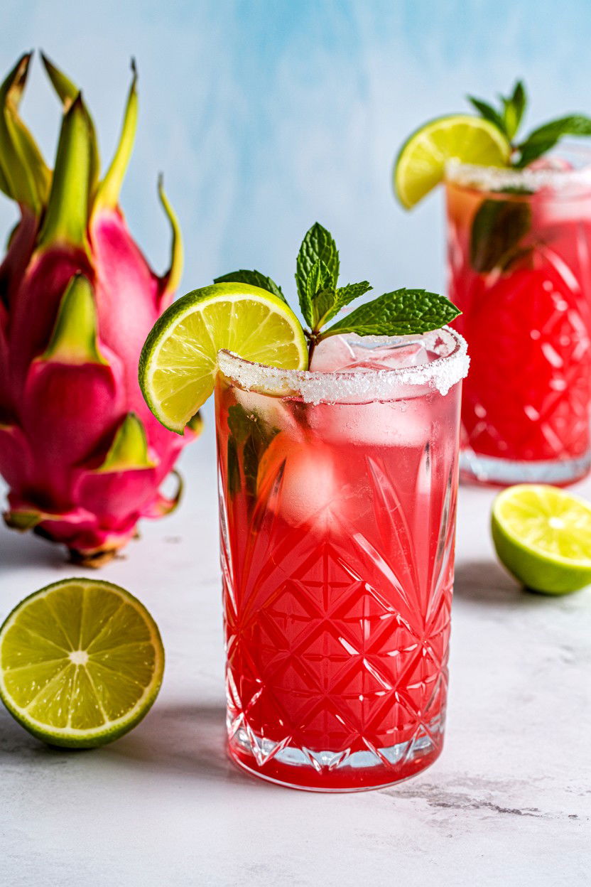 Pink Dragon Fruit Mocktail - 25 Valentine's Day Fancy Drink Ideas