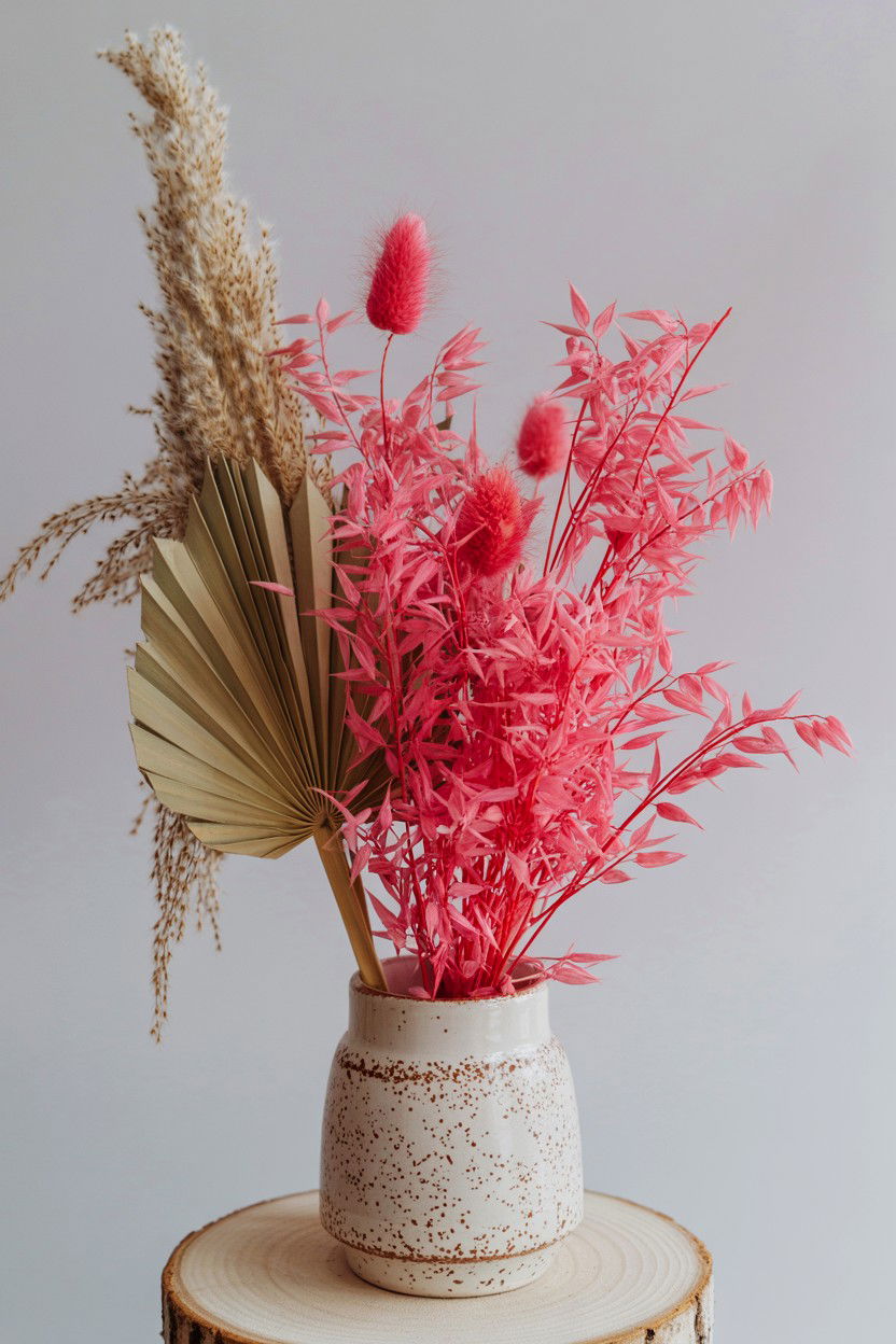 Pink Dried Flowers - 25 Valentine's Day Bathroom Decor Ideas