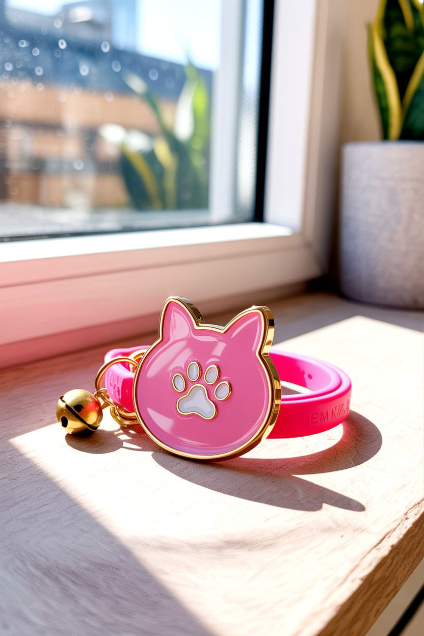 Pink Enamel Cat Tag - 25 Valentine's Day Pet Tag Ideas