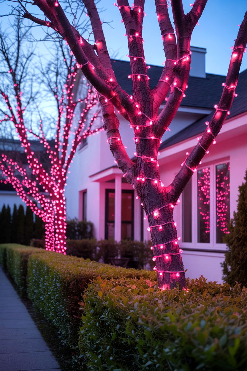 Pink Fairy Lights - 25 Valentine's Day Pathway Decoration Ideas