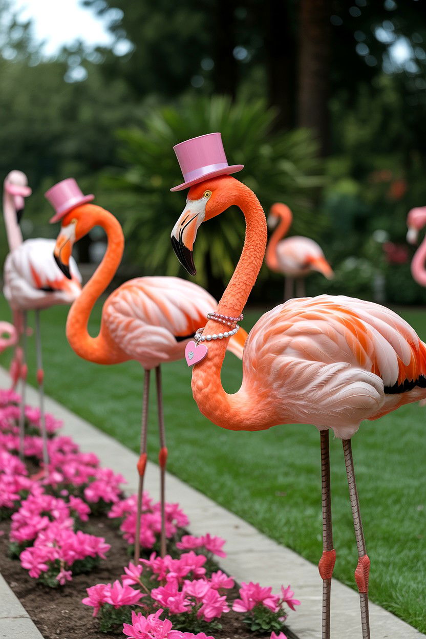 Pink Flamingo Garden - 25 Valentine's Day Pathway Decoration Ideas