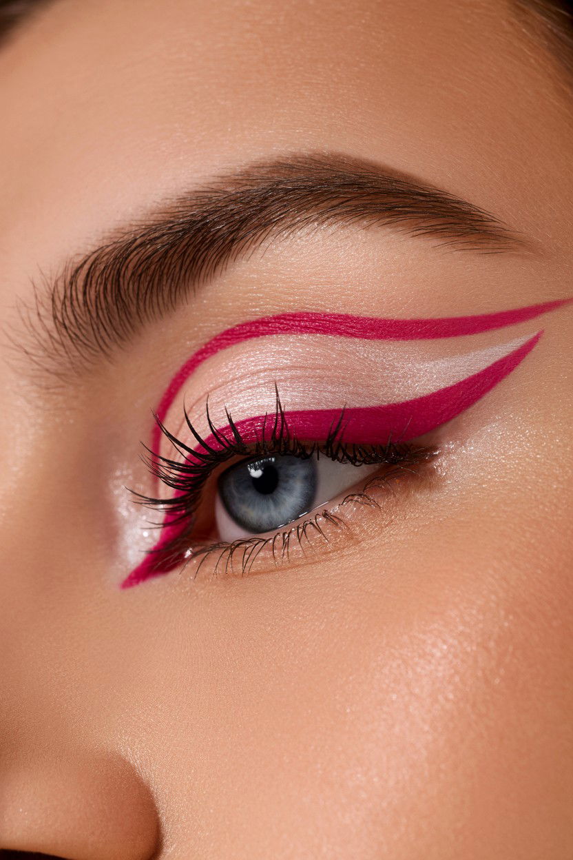 Pink Floating Crease Eyeliner - 25 Valentine's Day Graphic Liner Ideas