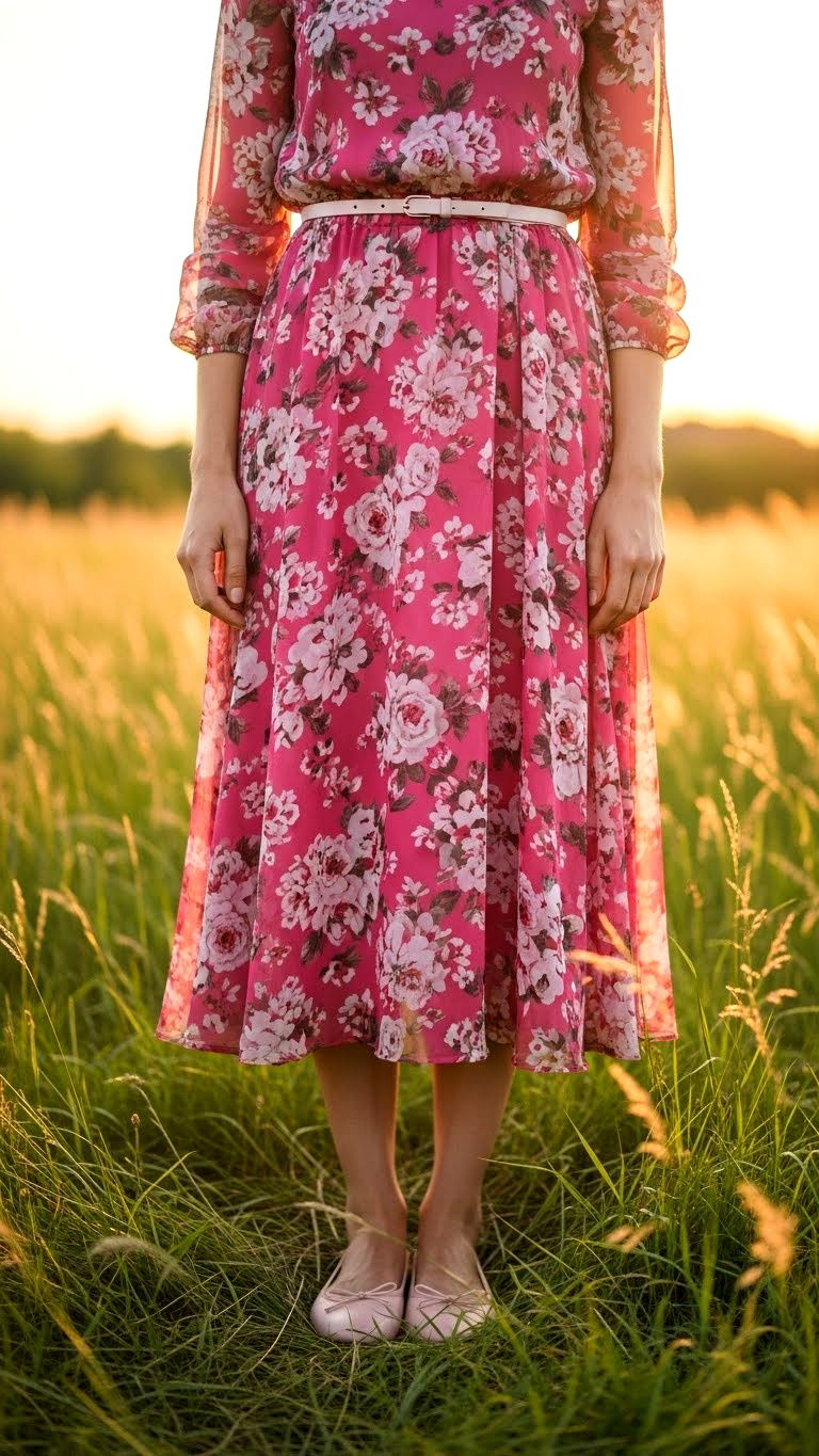 Pink Floral Chiffon Dress - 25 valentine's day dress ideas