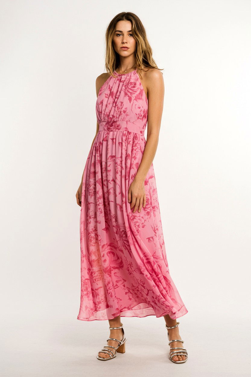 Pink Floral Maxi Dress - 25 Valentine's Day Maxi Dress Ideas