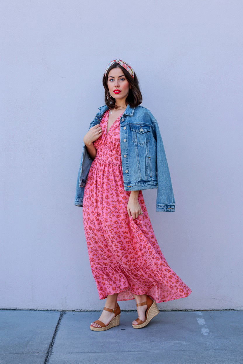 Pink Floral Maxi Dress - 25 Valentine's Day Outfit Ideas
