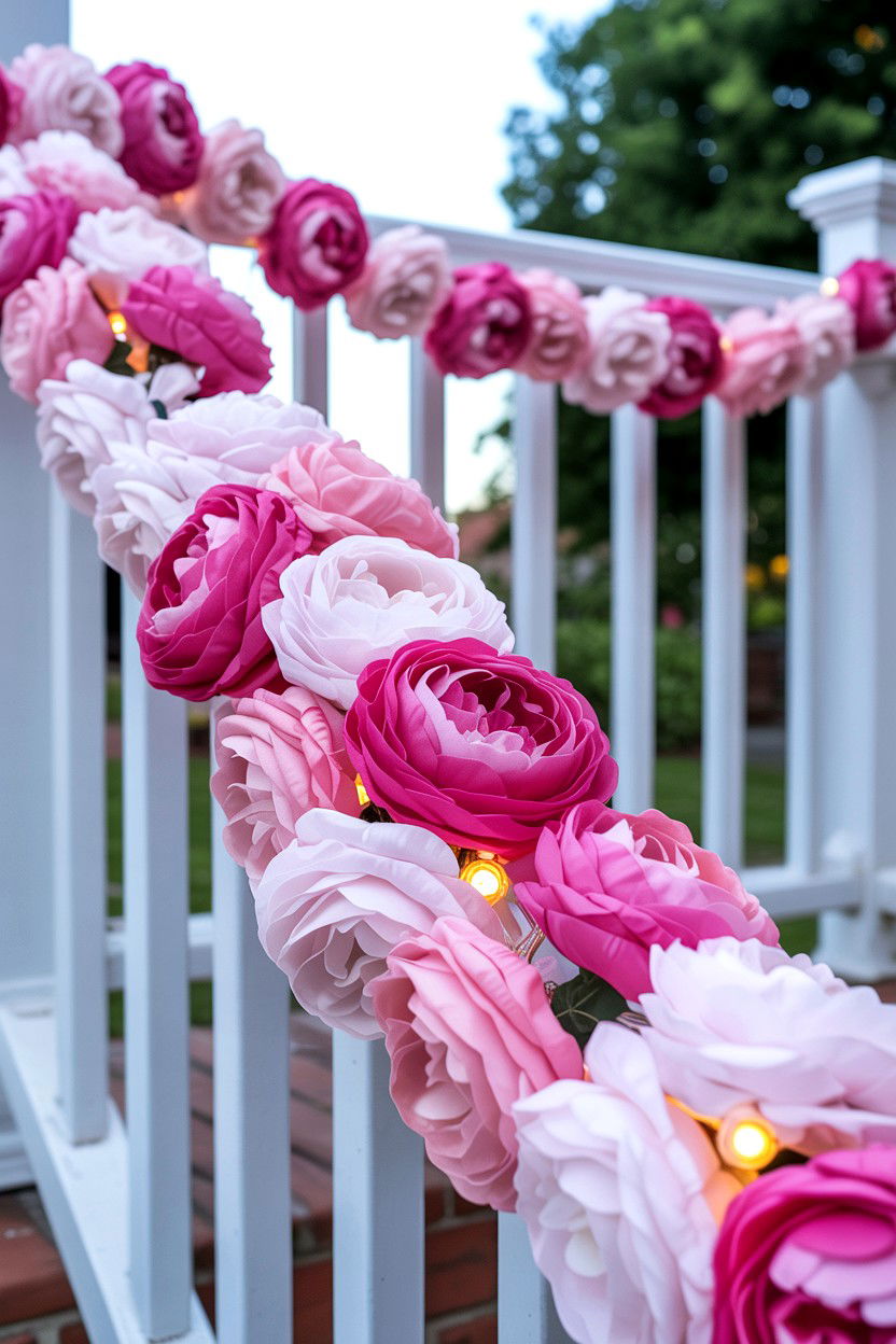 Pink Flower Garlands - 25 Valentine's Day Patio Decorating Ideas