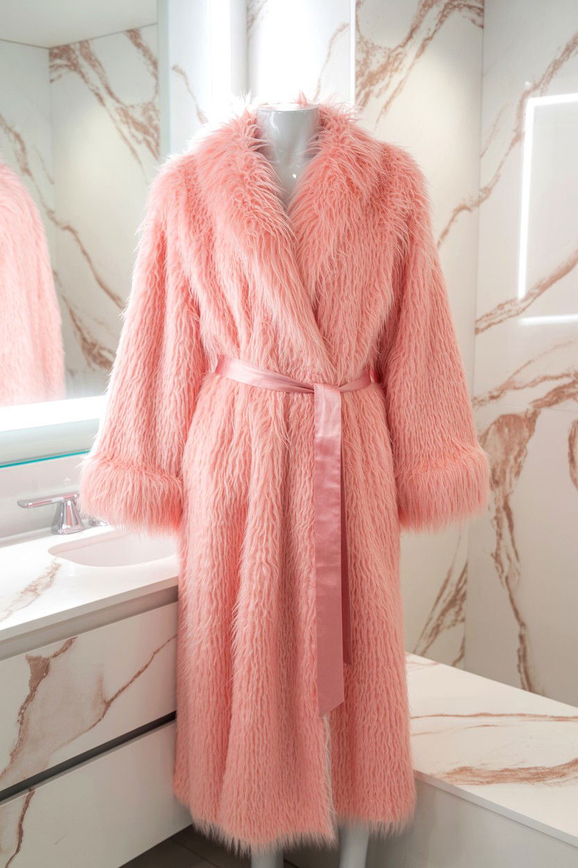 Pink Fluffy Robe - 25 Cozy Valentine's Day Outfits