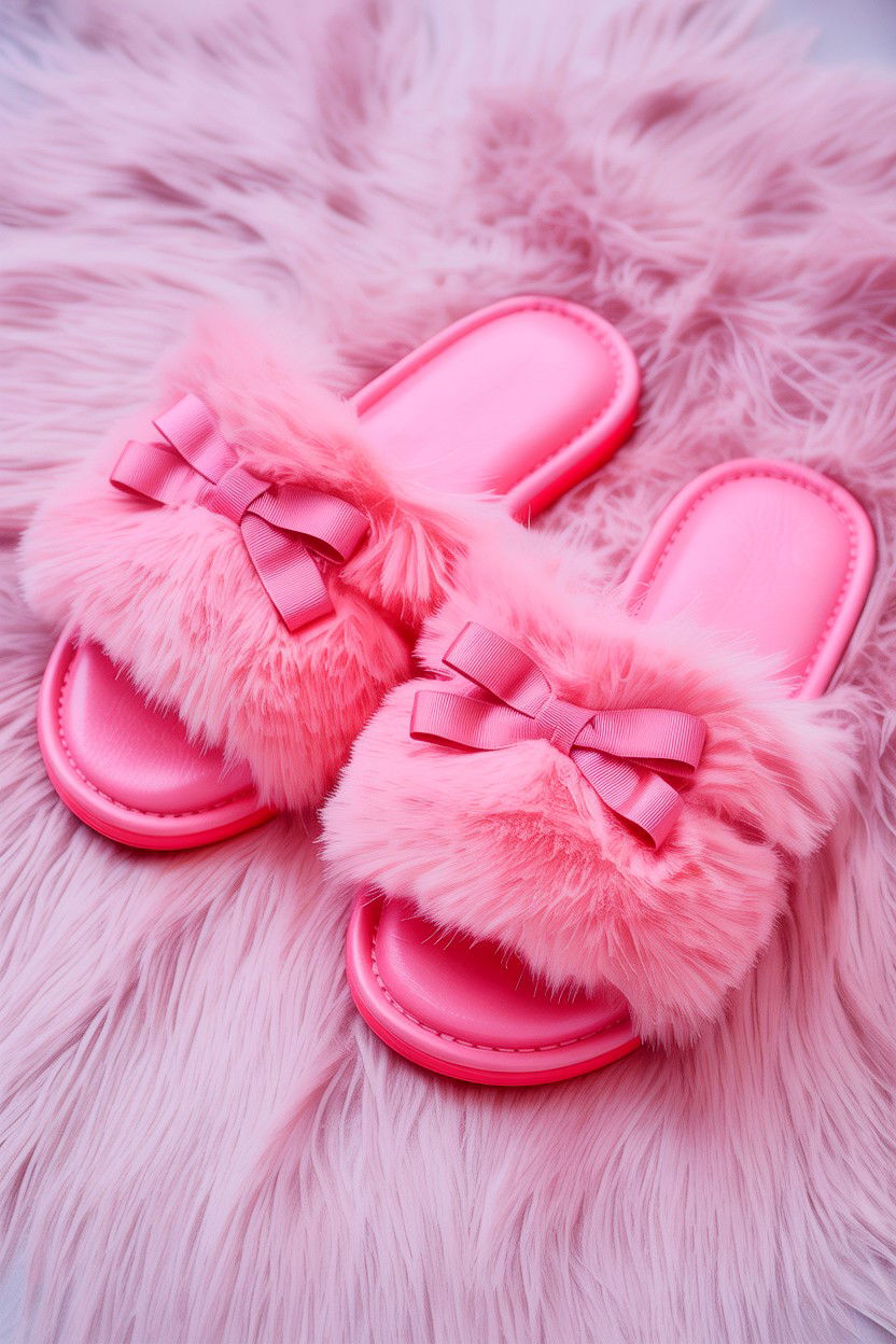 Pink Fluffy Slippers - 25 Soft Girl Valentine's Day Ideas