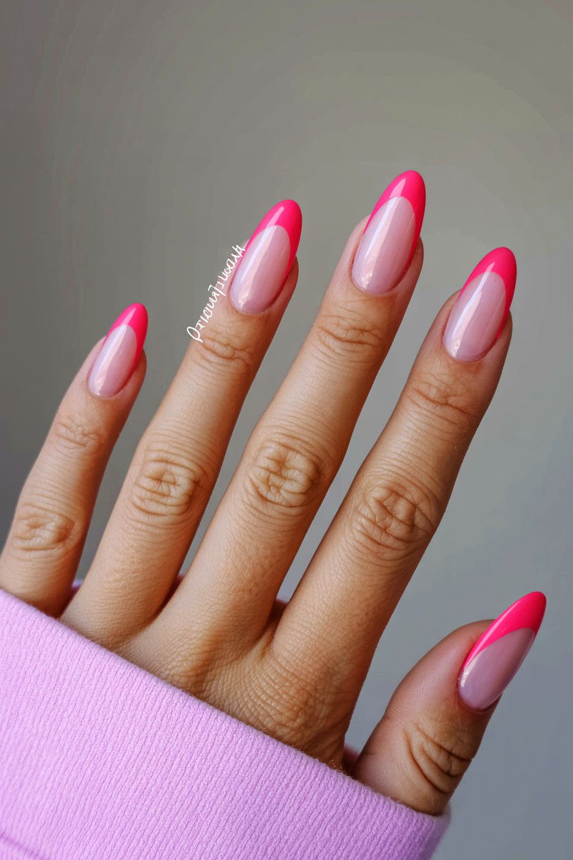 Pink French Tip Hearts - 25 Valentine's Day Nail Sticker Ideas