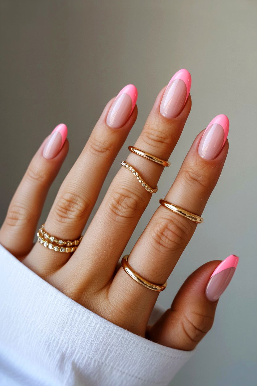 Pink French Tip Nails - 25 Pink Valentine's Day Nail Ideas