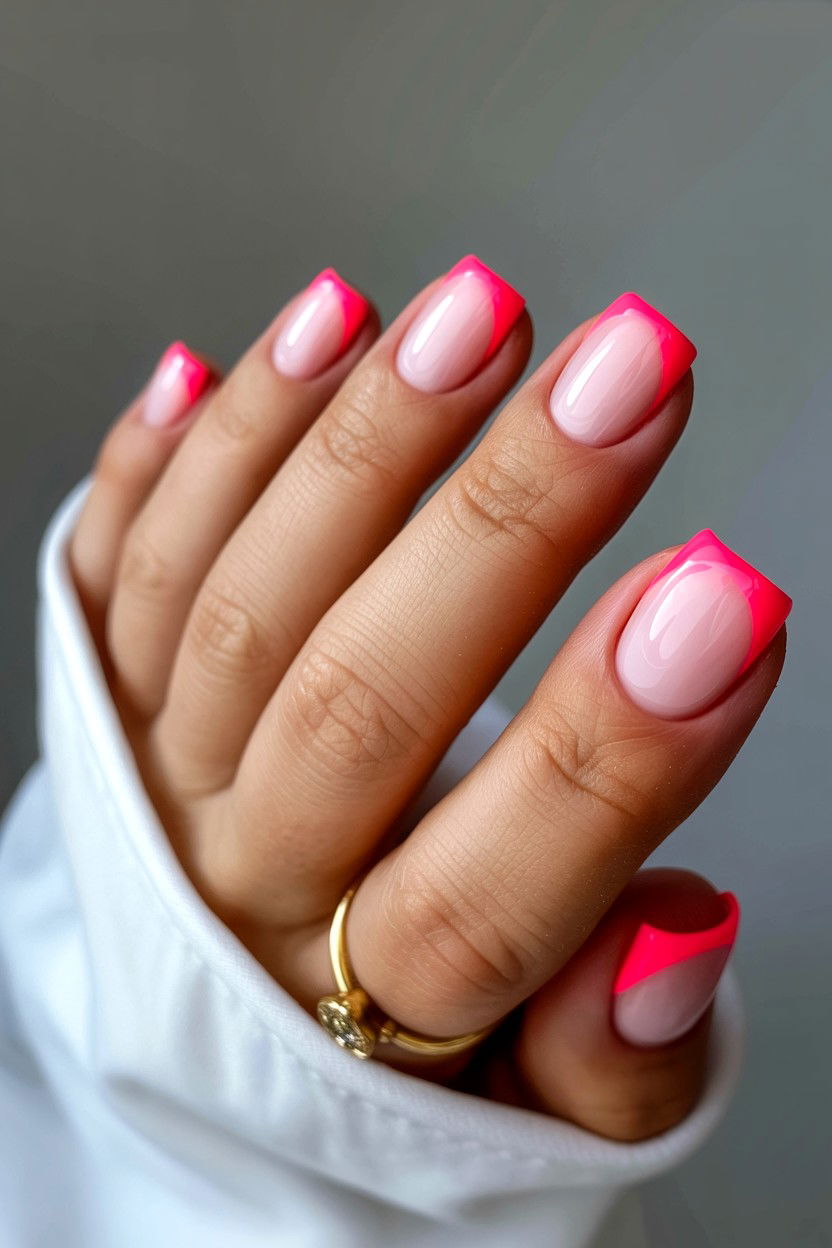 Pink French Tip Pedicure - 25 Valentine's Day Toe Nail Ideas