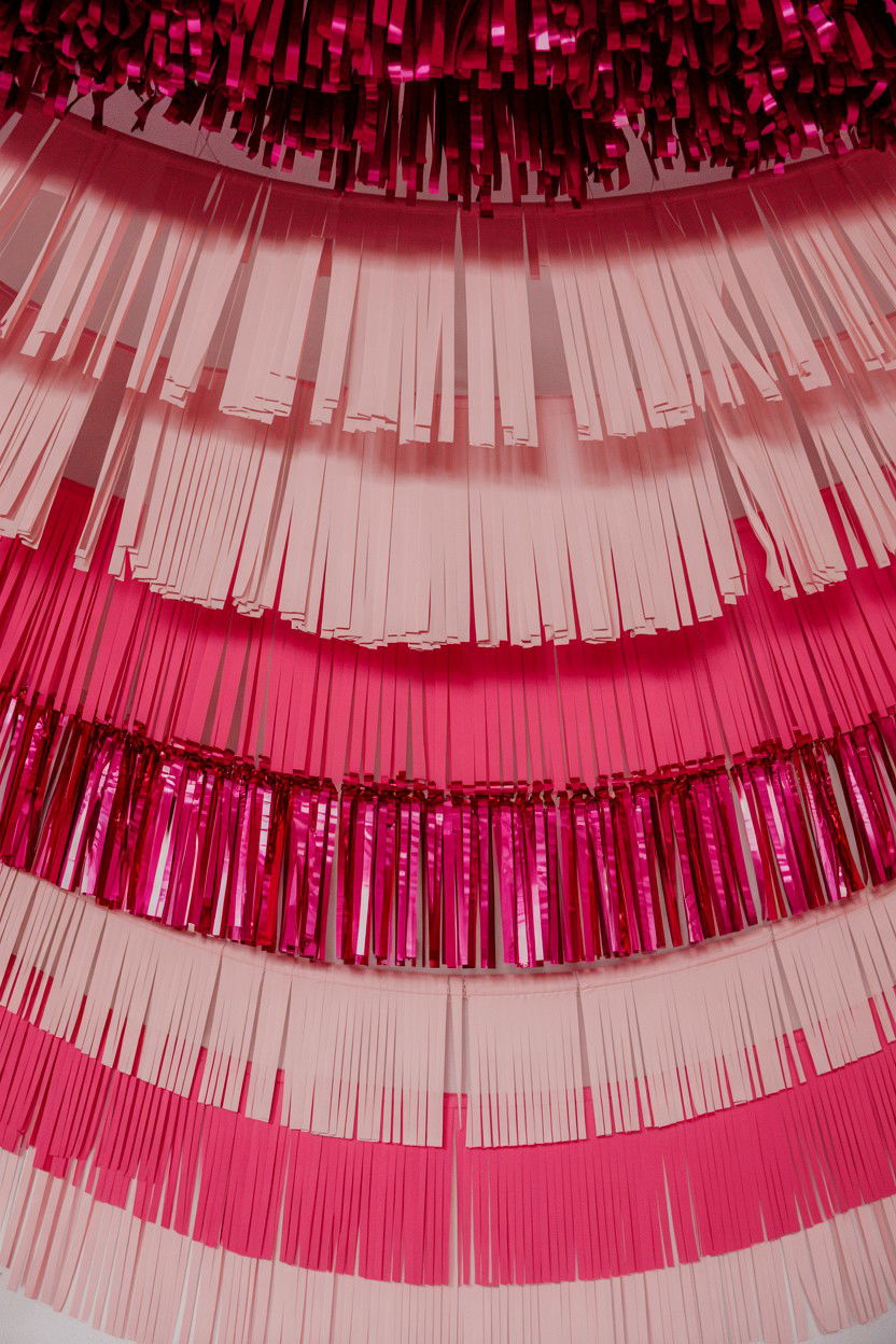 Pink Fringe Curtain - 25 Valentine's Day Party Backdrop Ideas