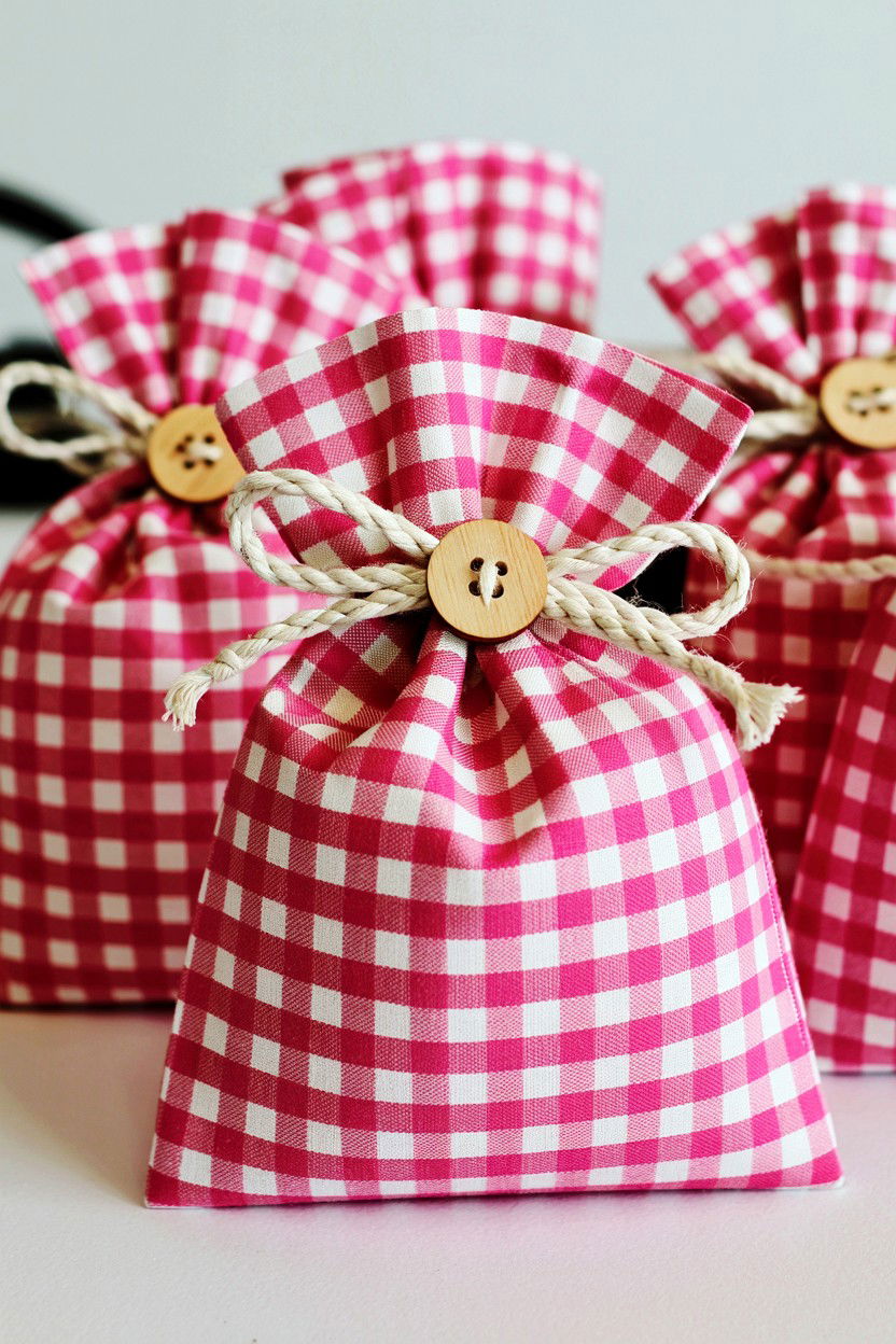 Pink Gingham Favor Bag - 25 Valentine's Day Favor Bag Ideas