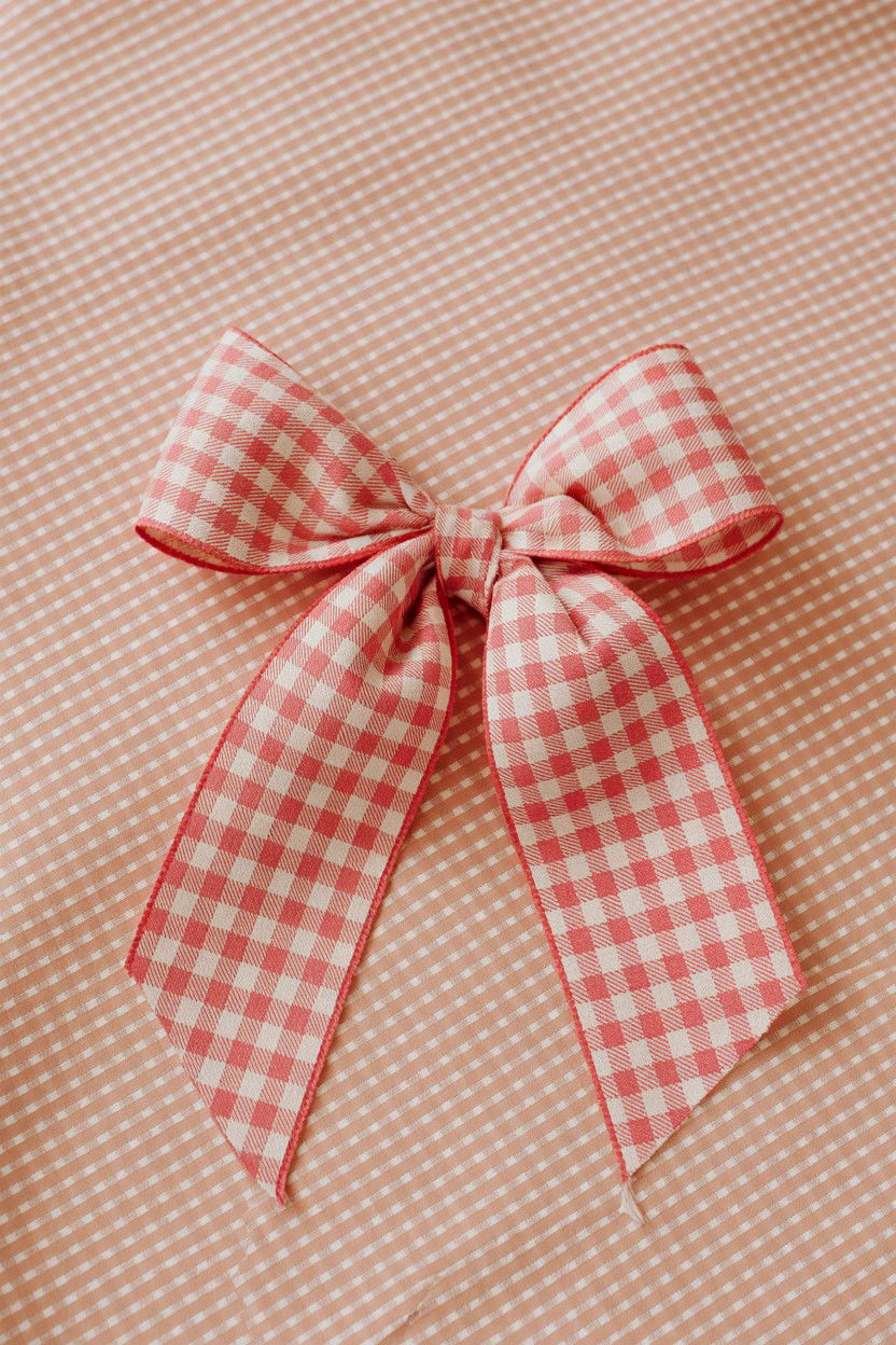 Pink Gingham Ribbon Bow - 25 Valentine's Day Bow Ideas