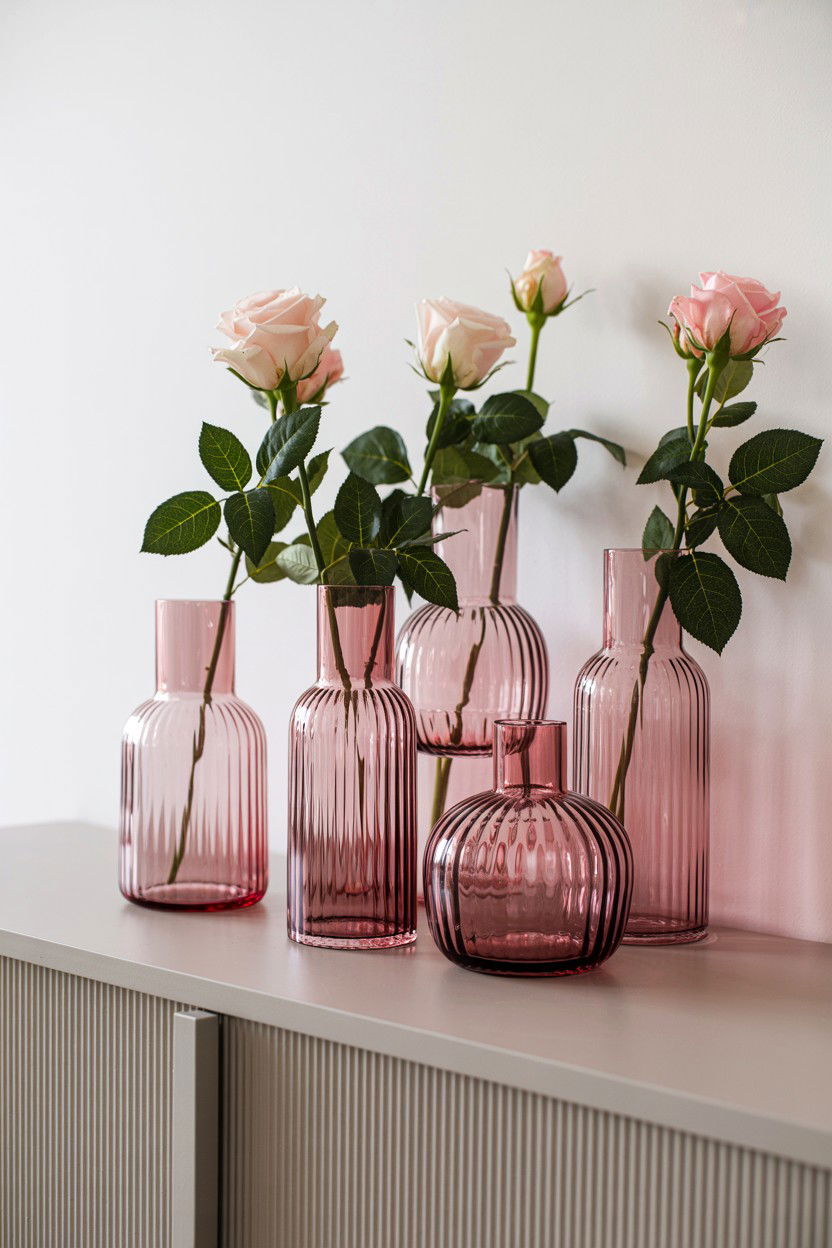 Pink Glass Vases - 25 Modern Valentine's Day Decor Ideas