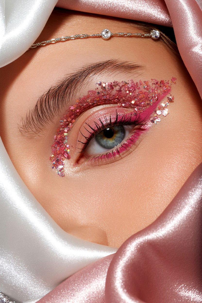Pink Glitter Eyeshadow - 25 Glitter Valentine's Day Makeup Looks