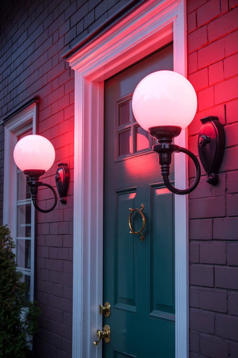 Pink Globe Porch Lights - 25 Valentine's Day Outdoor Lighting Ideas