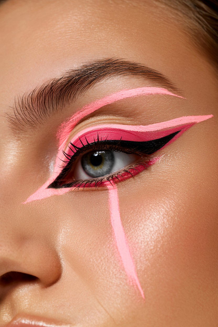 Pink Graphic Eyeliner - 25 Pink Valentine's Day Makeup Looks