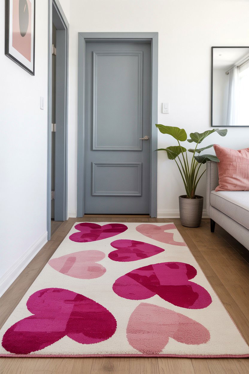 Pink Heart Rug - 25 Valentine's Day Welcome Mat Ideas