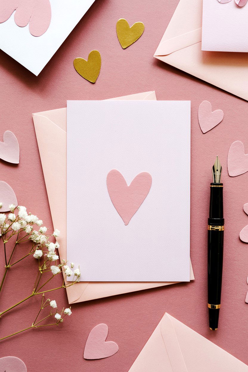 Pink Heart Stationery - 25 Valentine's Day Flat Lay Photo Ideas