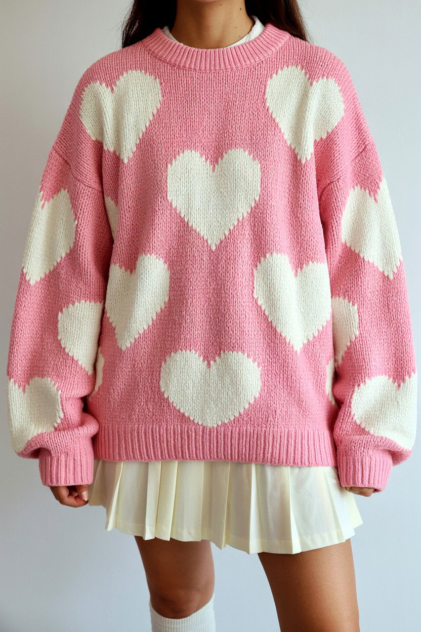 Pink Heart Sweater - 25 Soft Girl Valentine's Day Ideas