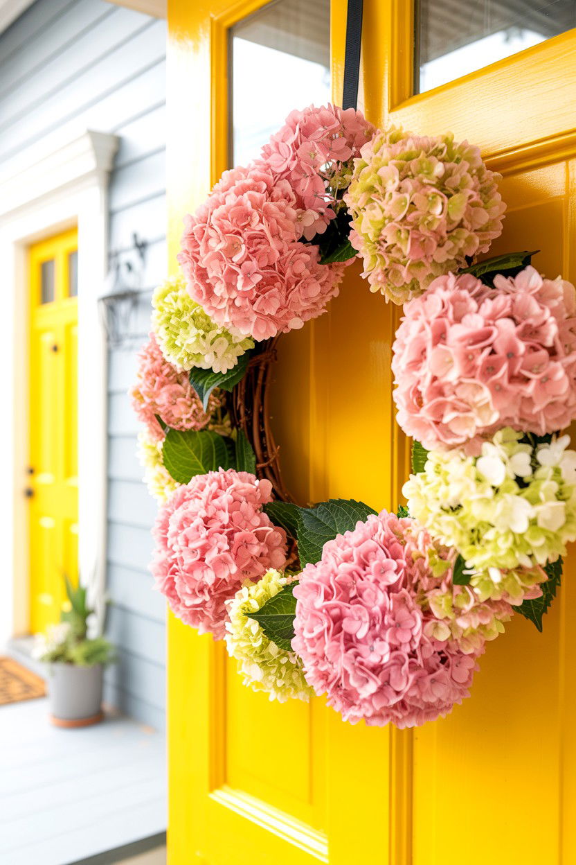 Pink Hydrangea - 25 Elegant Valentine's Day Wreath Ideas