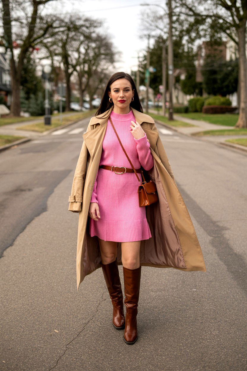 Pink Knit Dress - 25 Cheap Valentine's Day Outfit Ideas