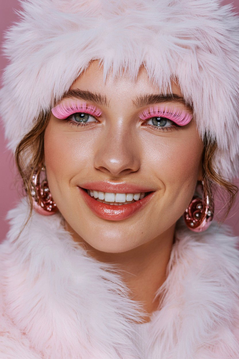 Pink Lash Extensions - 25 Valentine's Day False Lash Looks