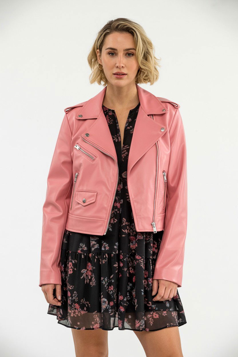 Pink Leather Jacket - 25 Valentine's Day Y2K Outfits