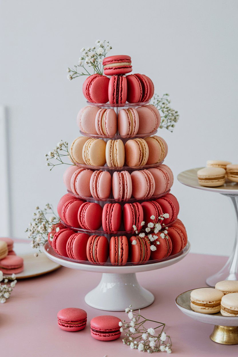 Pink Macaron Tower - 25 Valentine's Day Tea Party Ideas