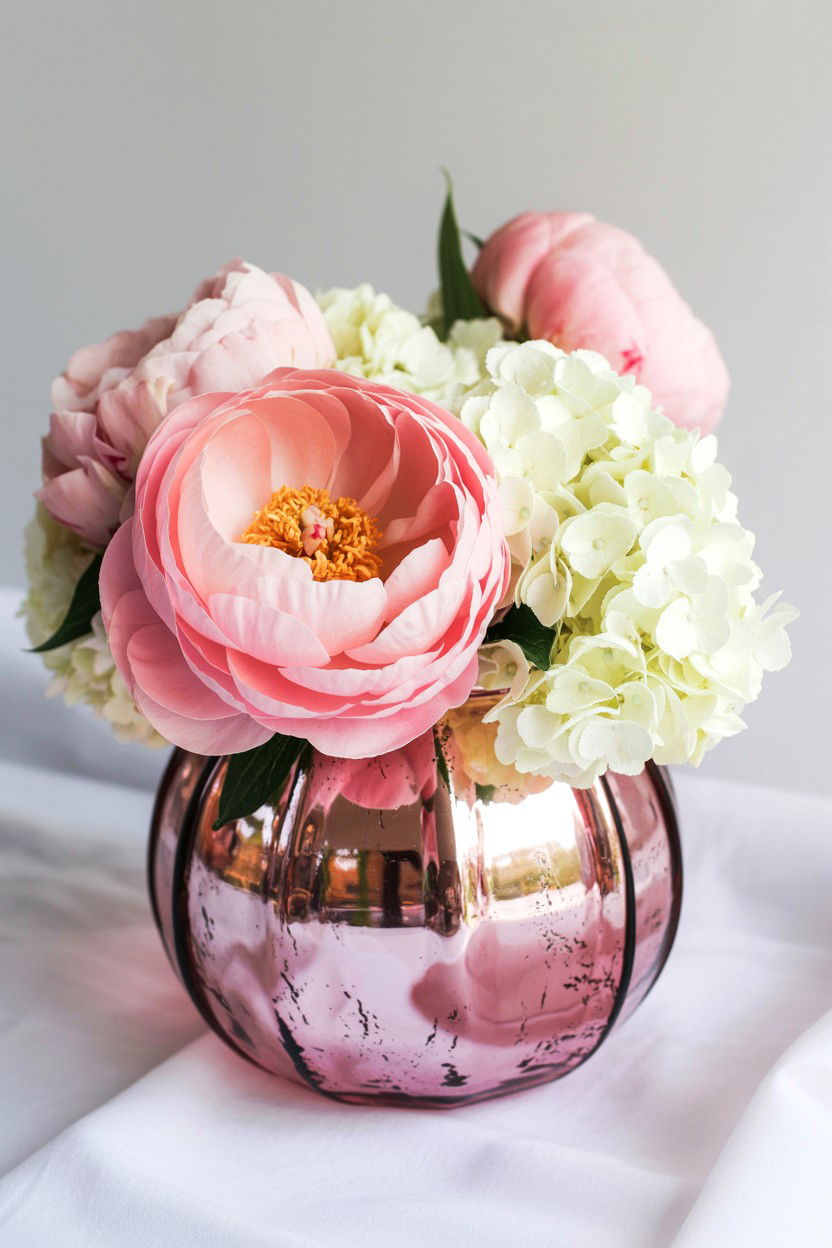 Pink Mercury Glass Centerpiece - 25 Valentine's Day Flower Vase Ideas