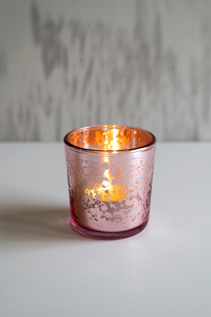 Pink Mercury Glass Votive - 25 Valentine's Day Candle Holder Ideas