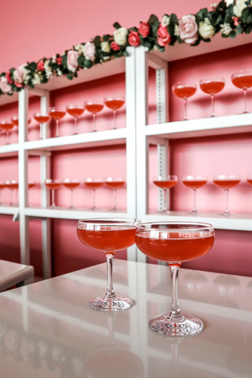 Pink Mocktail Wall - 25 Valentine's Day Wedding Decor Ideas