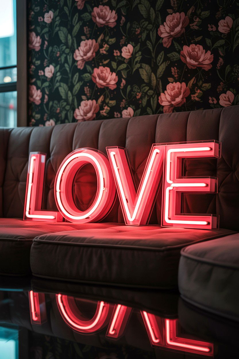 Pink Neon Love Sign - 25 Valentine's Day Engagement Party Ideas
