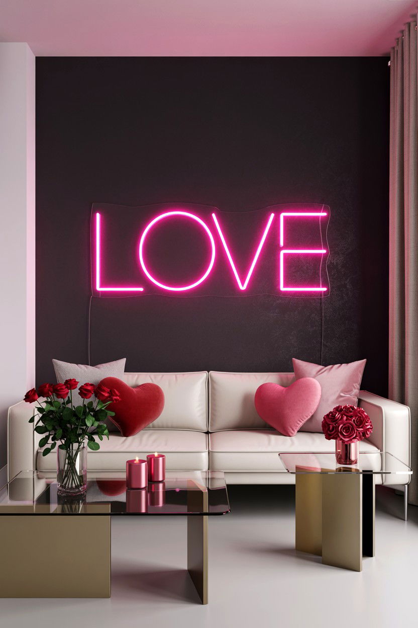 Pink Neon Sign - 25 Glam Valentine's Day Decor Ideas
