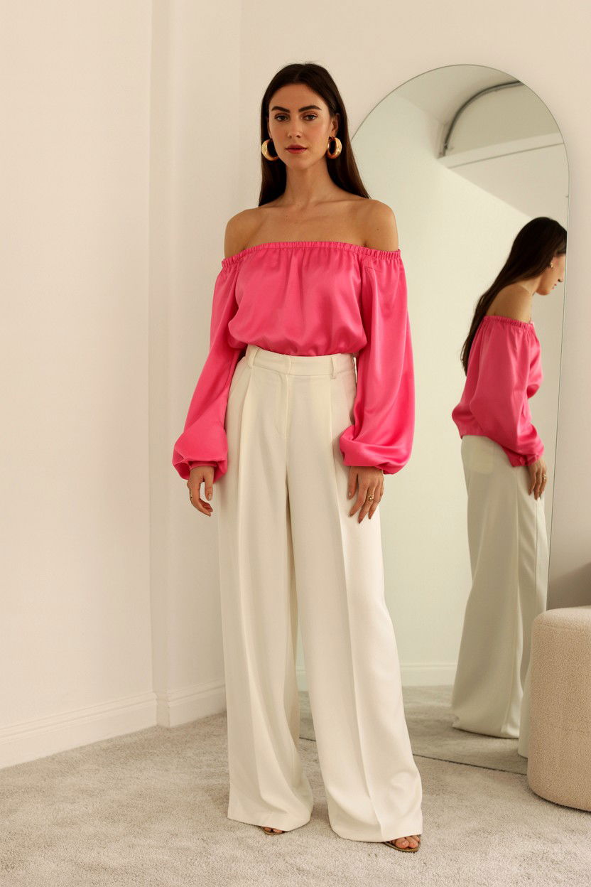 Pink Off Shoulder Top - 25 Valentine's Day Blush Looks