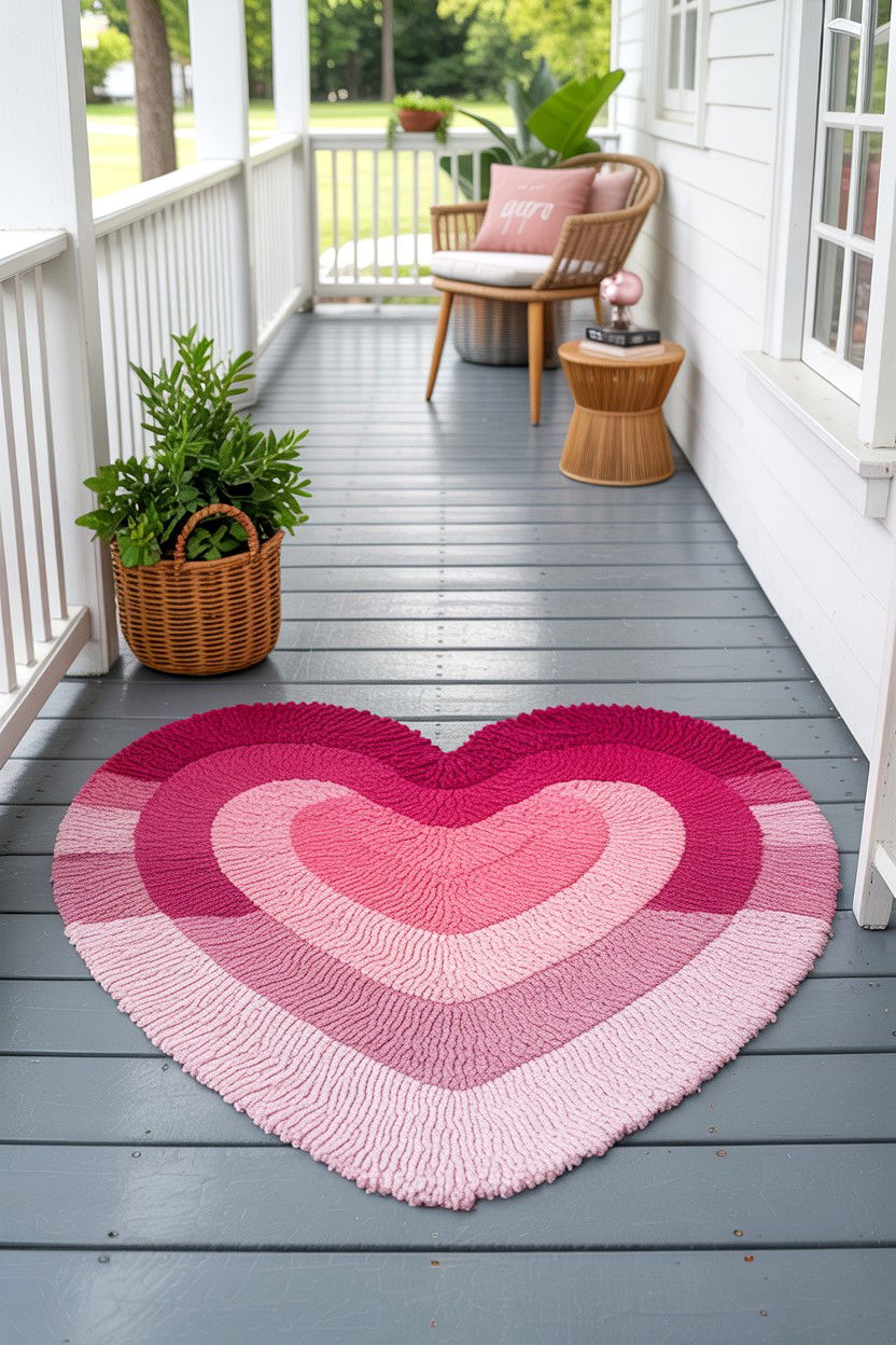 Pink Ombre Heart Mat - 25 Valentine's Day Welcome Mat Ideas