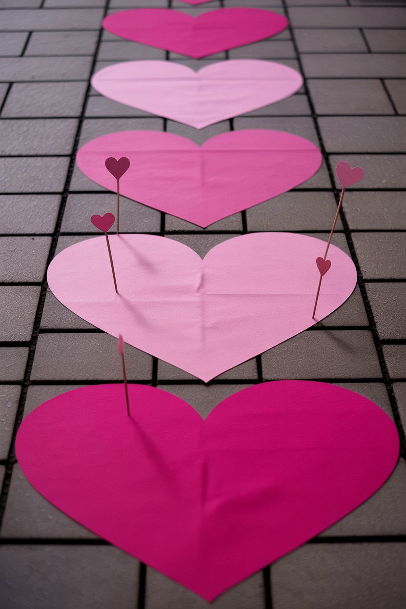 Pink Ombre Hearts - 25 Valentine's Day Pathway Decoration Ideas