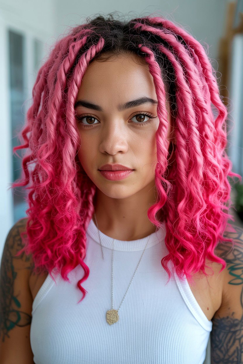 Pink Ombre Locs - 25 Valentine's Day Loc Hairstyle Ideas